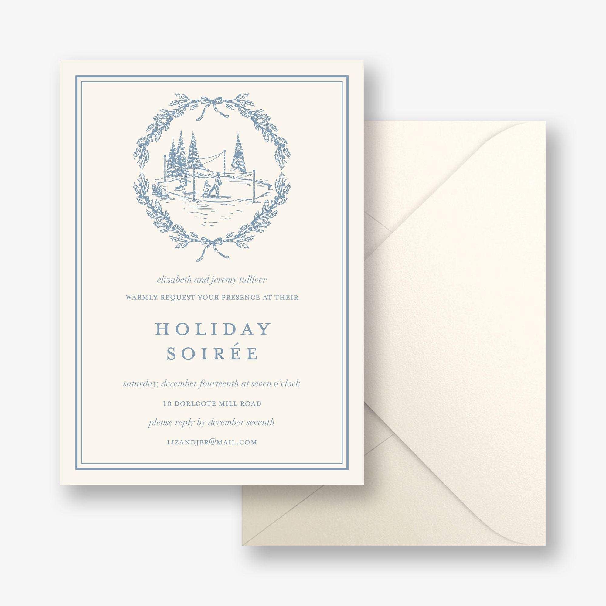 Winter Toile Holiday Party Invitation - Image 2