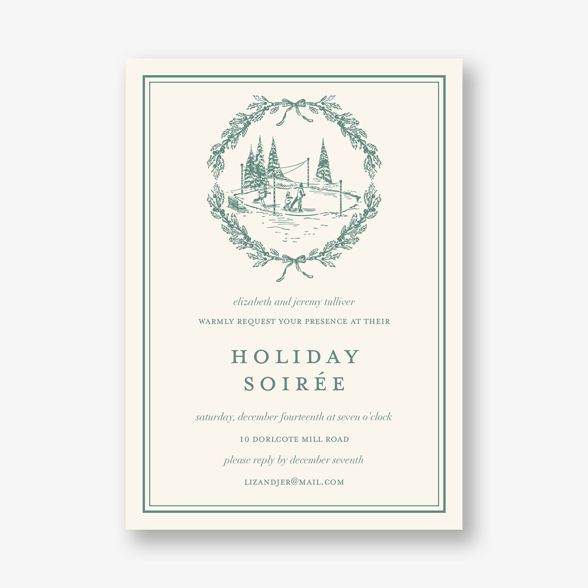 Winter Toile Holiday Party Invitation - Image 3