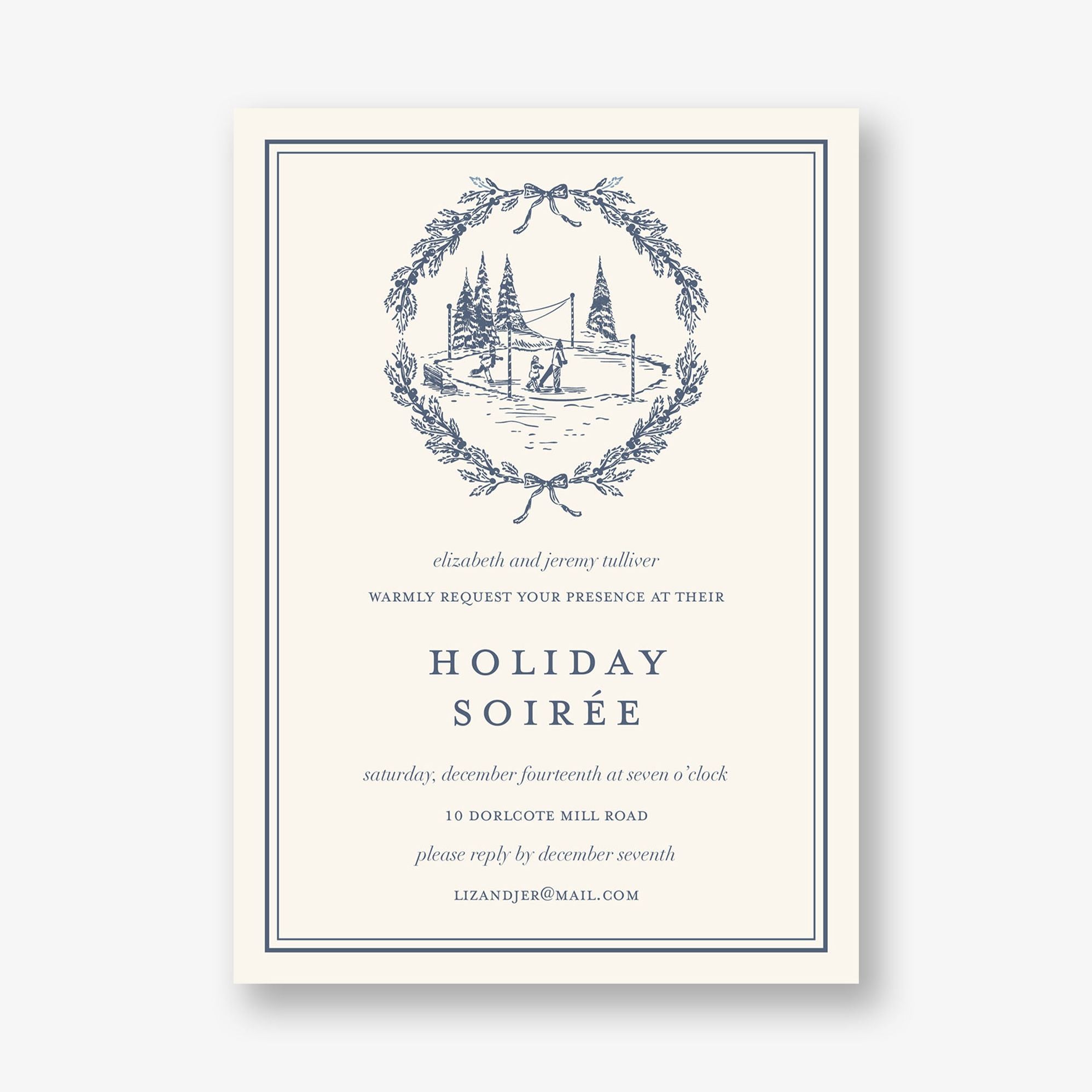 Winter Toile Holiday Party Invitation - Image 4