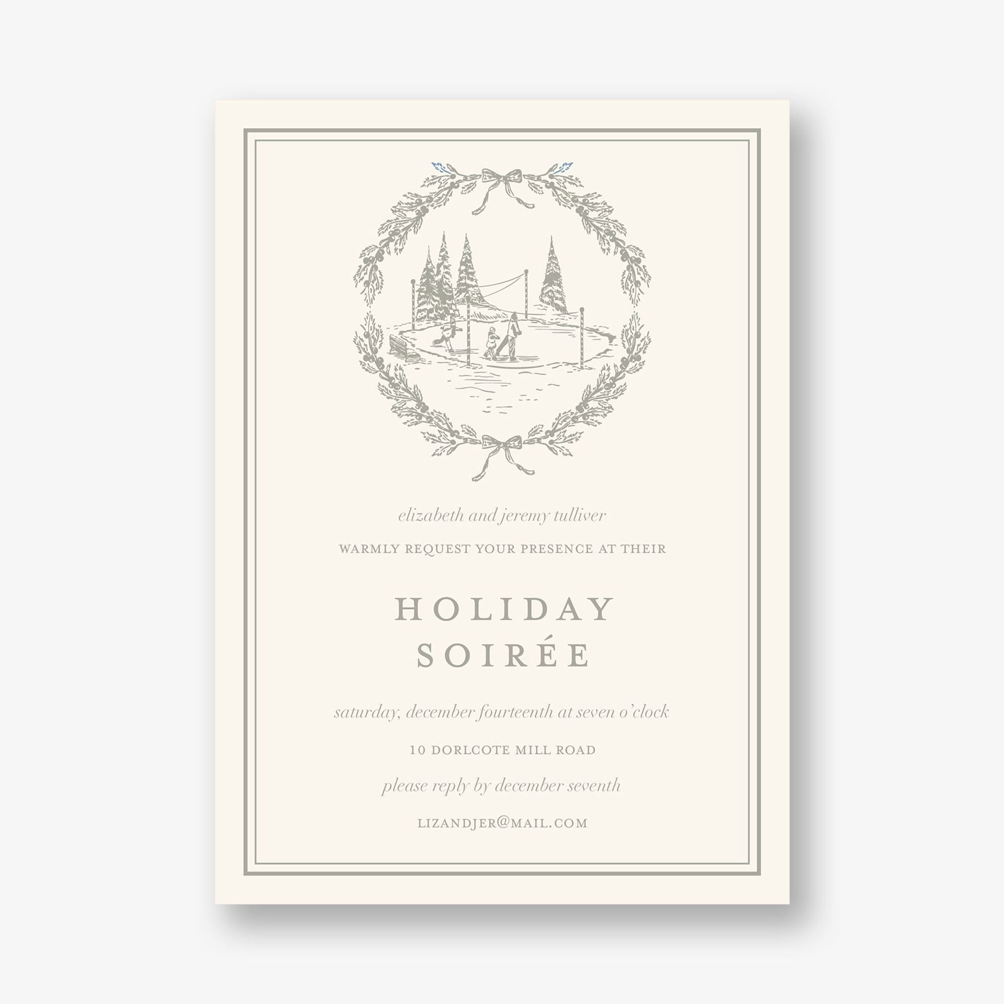 Winter Toile Holiday Party Invitation - Image 5