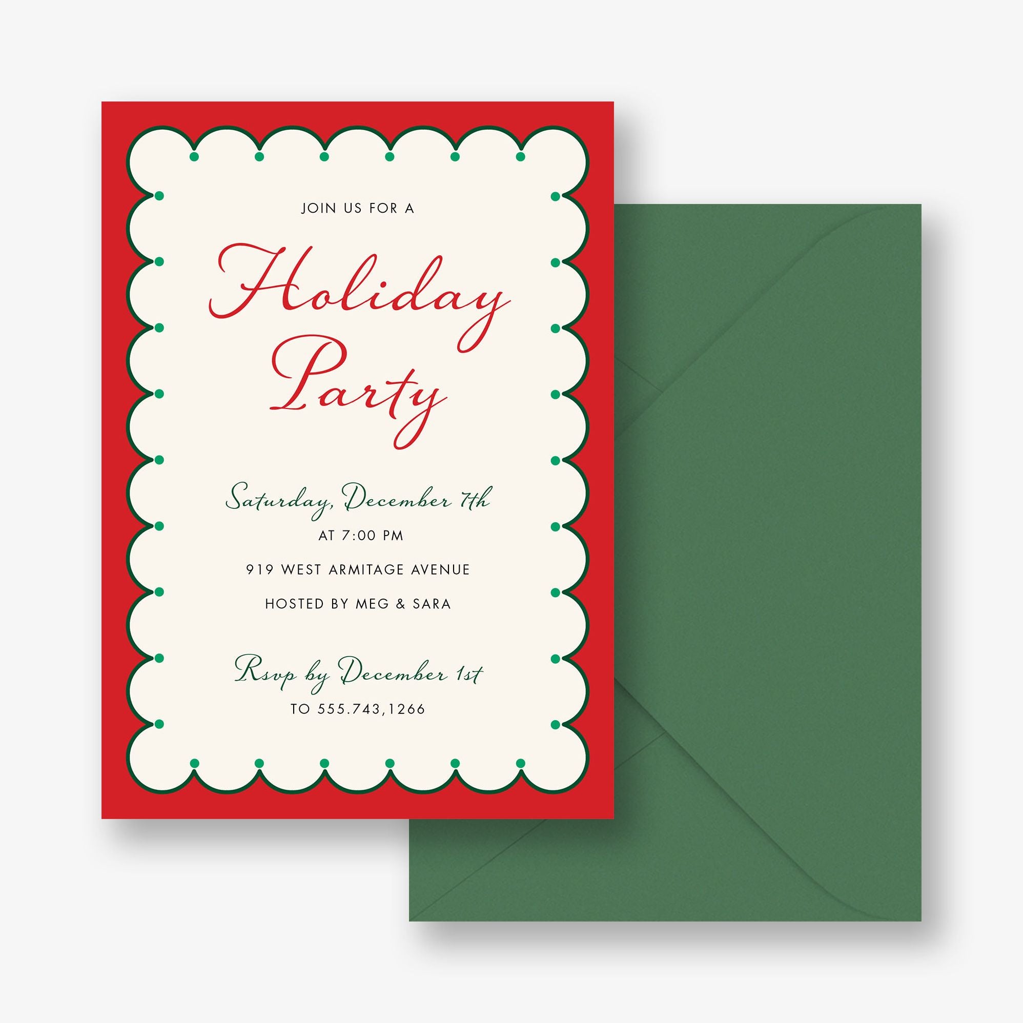 Festive Scallops Holiday Party Invitation - Image 2