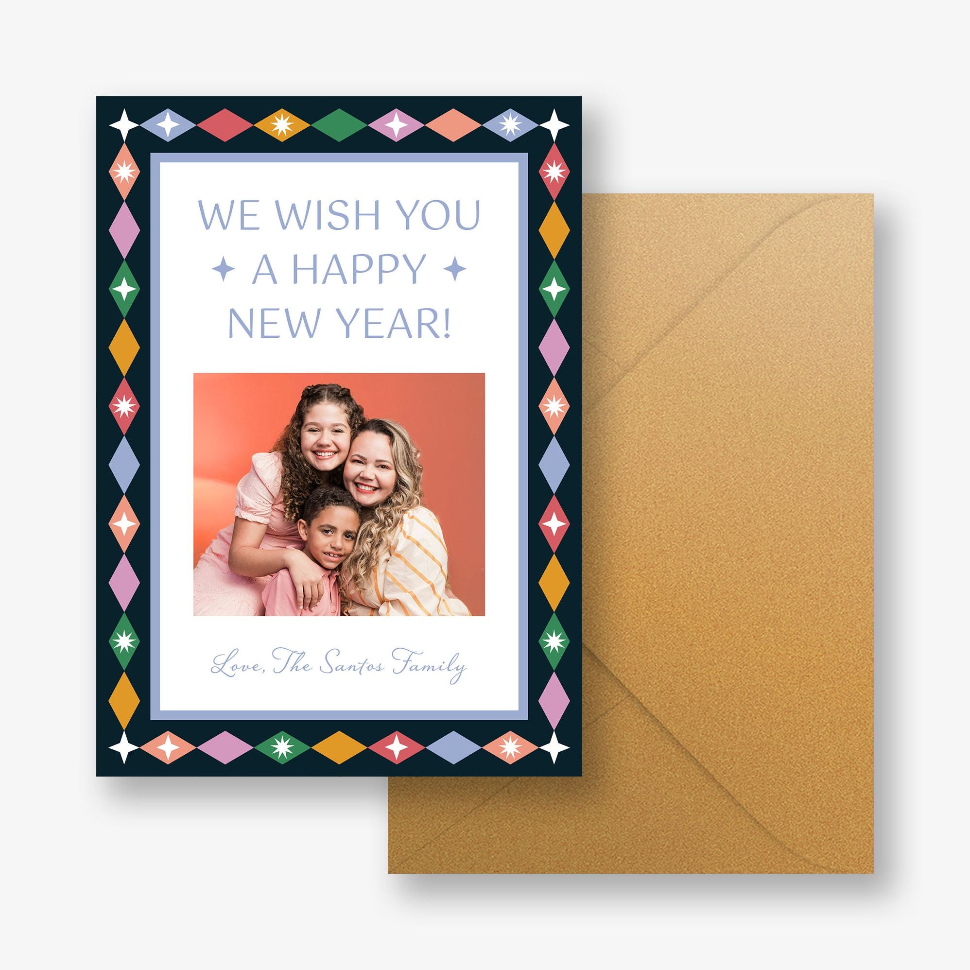 Retro Diamond New Year Photo Card - Image 2