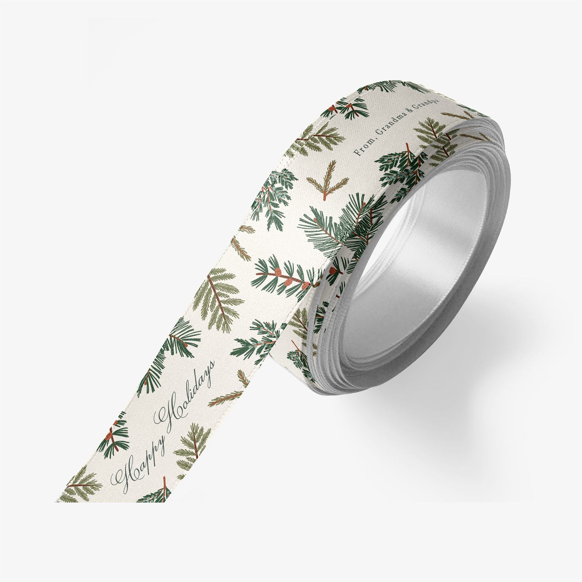 Pine Bough Frame Custom Ribbon 10 Yard Spool