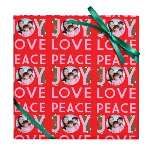 Bright Peace Love Joy Photo Custom Wrapping Paper