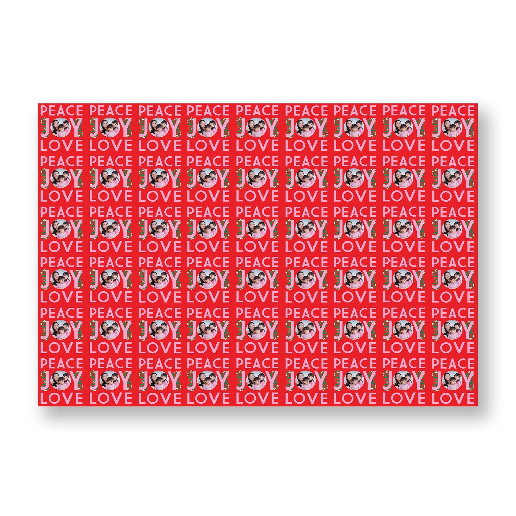 Bright Peace Love Joy Photo Custom Wrapping Paper - Image 2