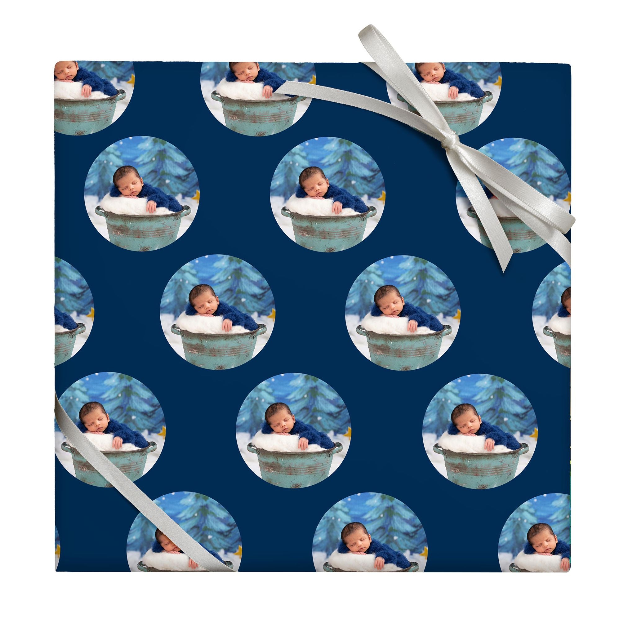 Holiday Circle Photo Frame Custom Wrapping Paper - Image 3