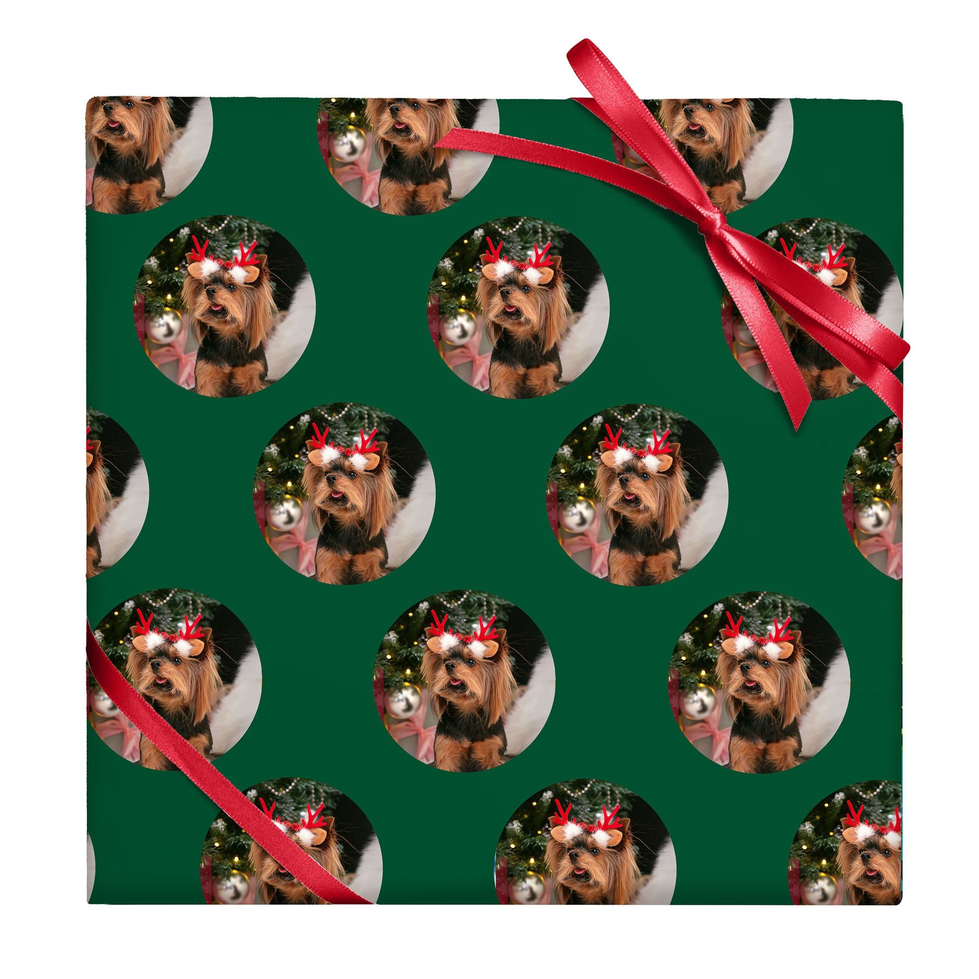 Holiday Circle Photo Frame Custom Wrapping Paper - Image 6
