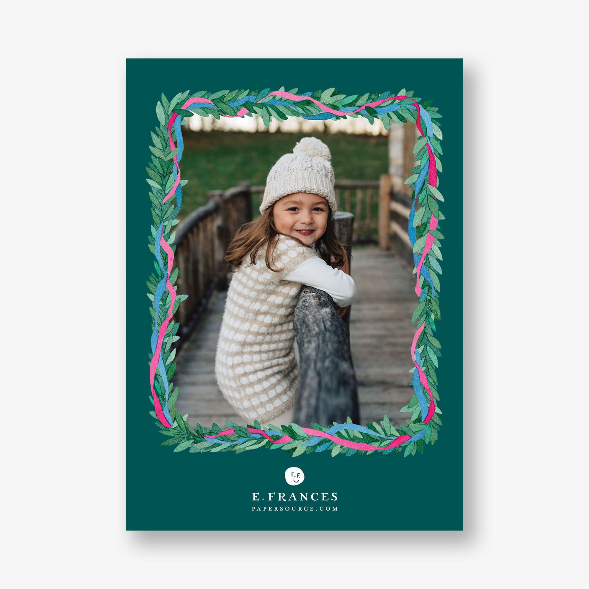 Colorful Ribbon Wreath Foil Holiday Photo Card - Image 5