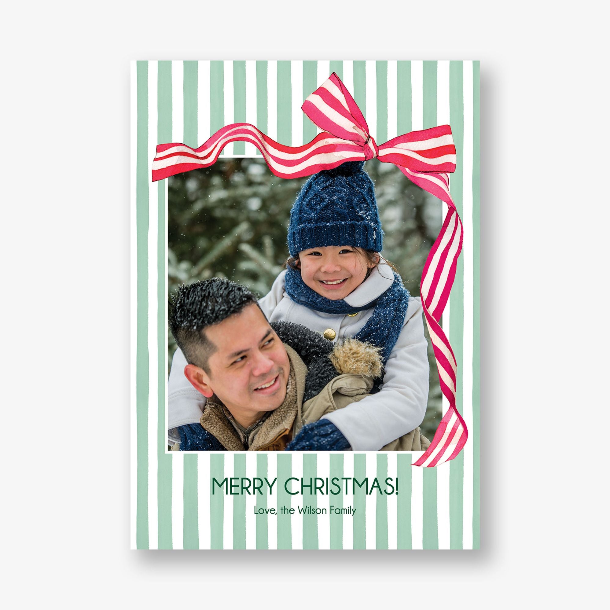 Striped Bow Holiday Photo Card