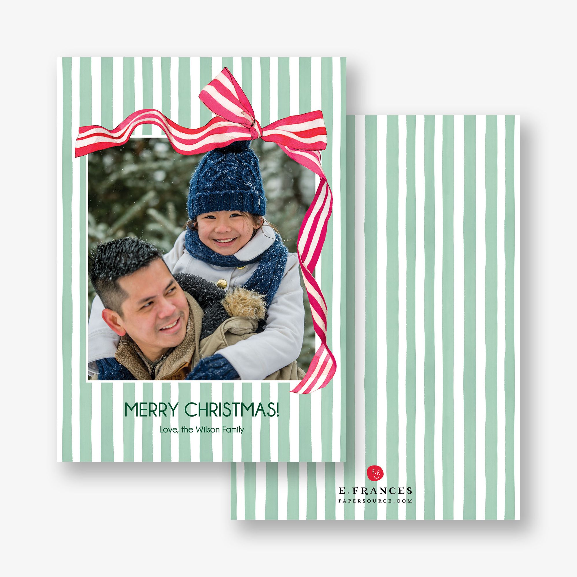 Striped Bow Holiday Photo Card - Image 3