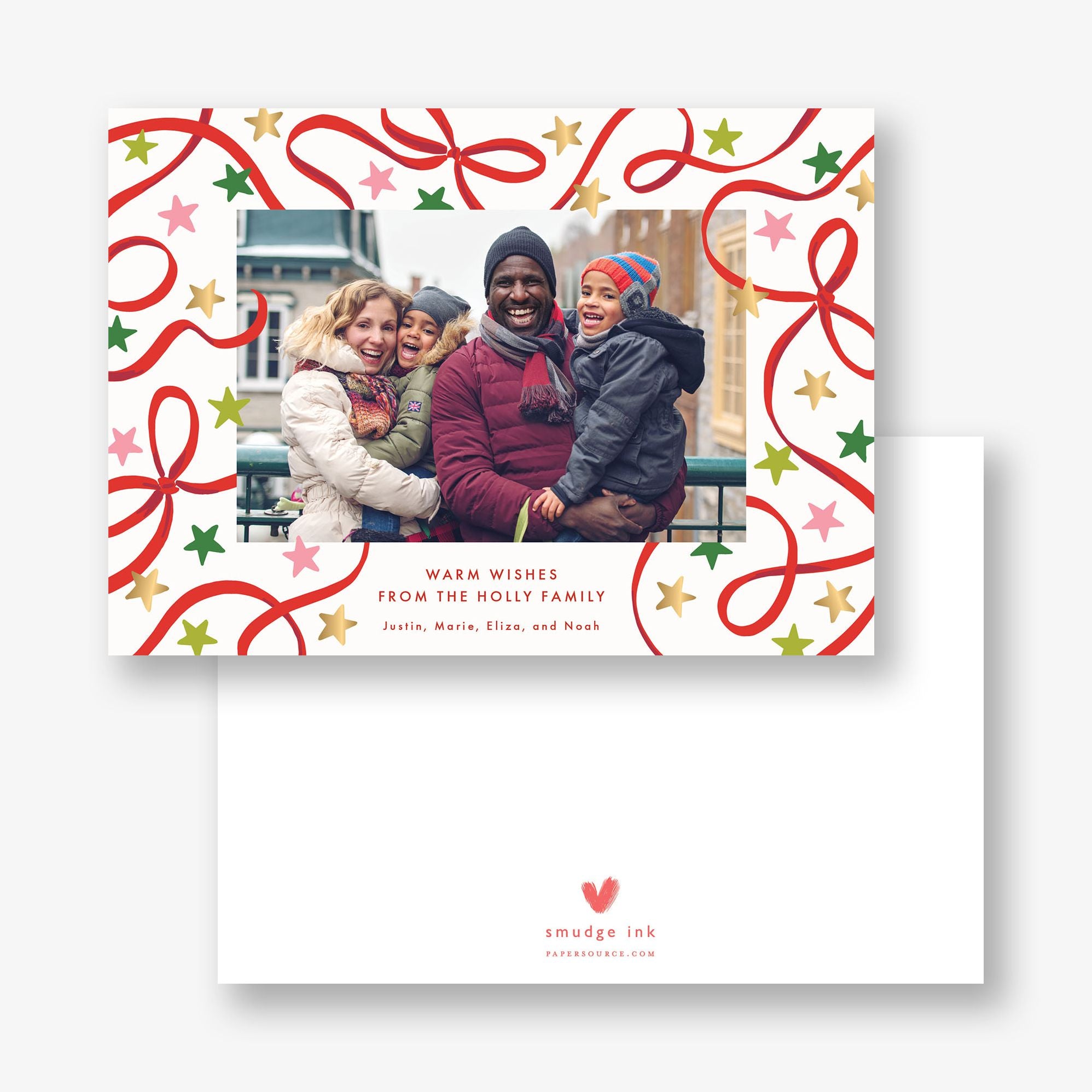 Ribbons and Stars Foil Holiday Photo Card - Image 3