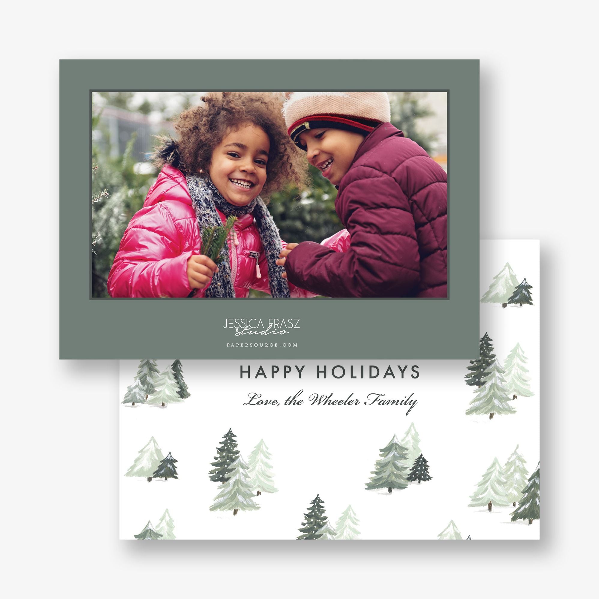 Green Trees Holiday Photo Card - Image 3