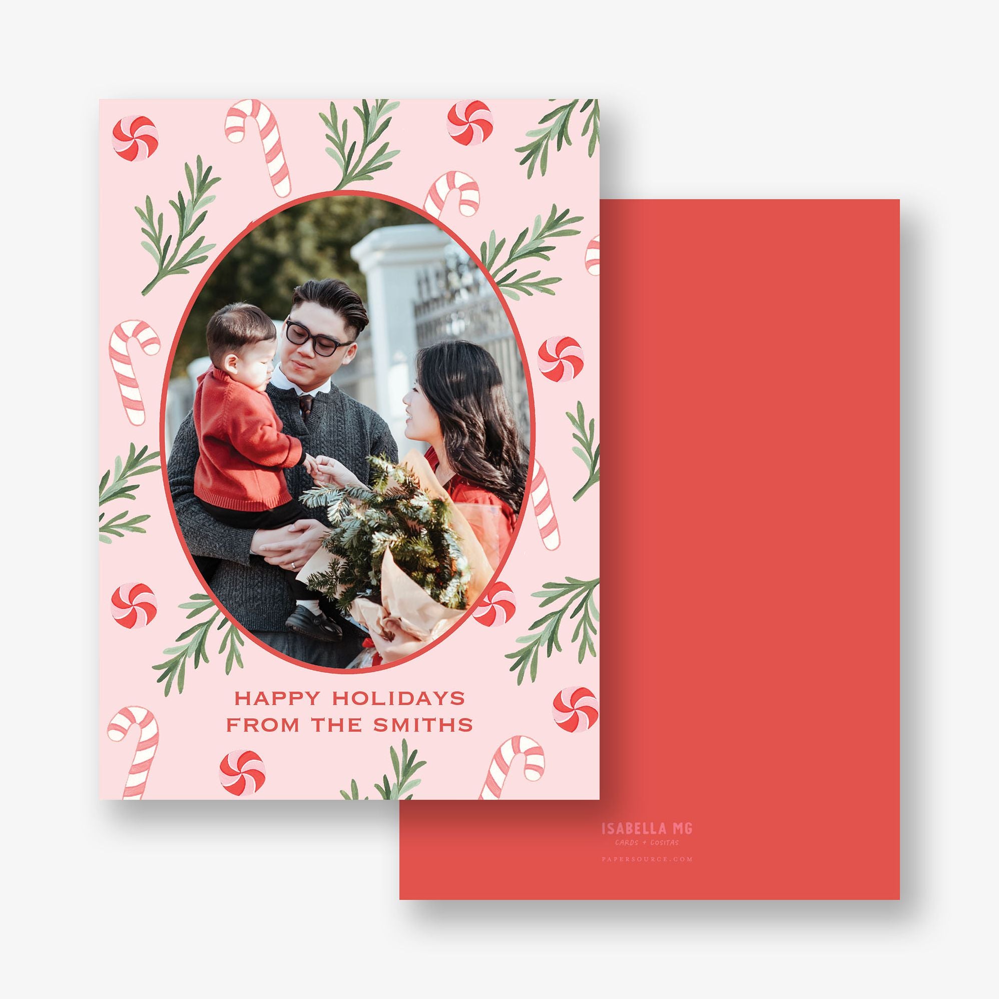 Pink Peppermint Holiday Photo Card - Image 2