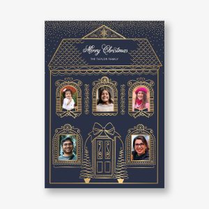 Gingerbread House Foil Holiday Photo Card