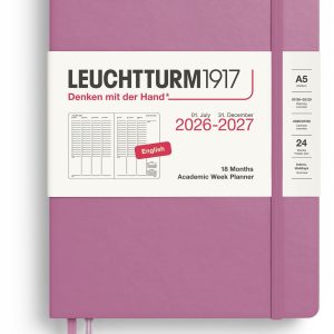 2026-2027 Leuchtturm Weekly Planner & Notebook Medium (A5) Dusty Rose. 18 Months