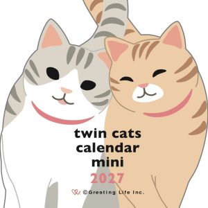 2027 Die-Cut Calendar Mini - Twin Cats