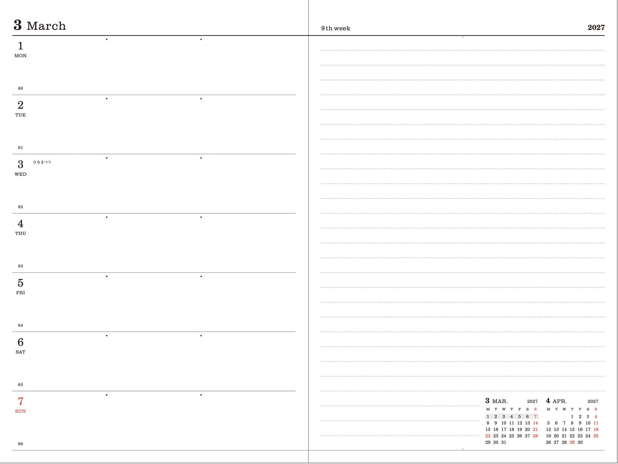 2027 Marks Black B6 Weekly Left Weekly Desk Planner - Image 3