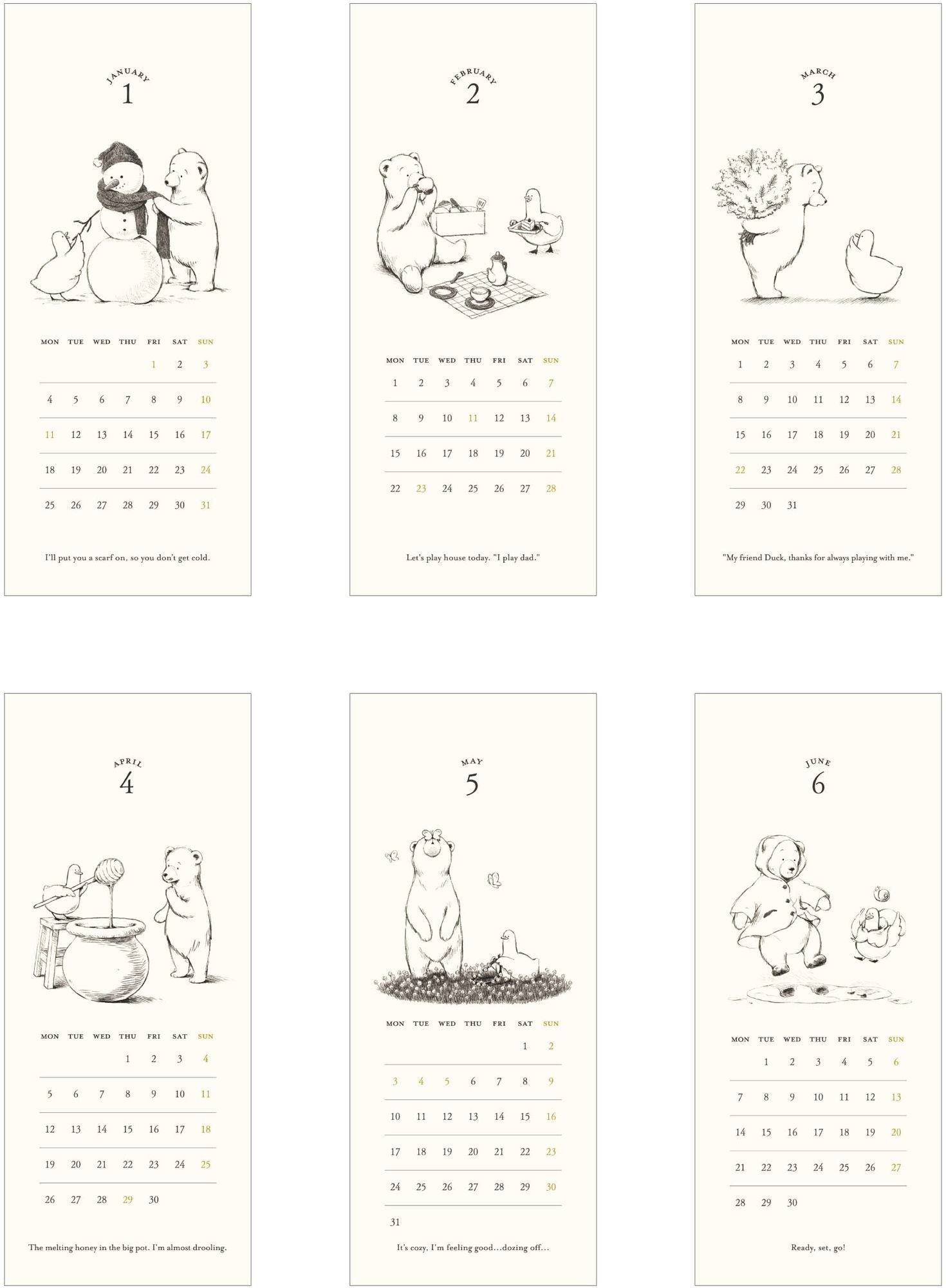 2027 Matoka Stand Ring Calendar Duck and Bear - Image 3