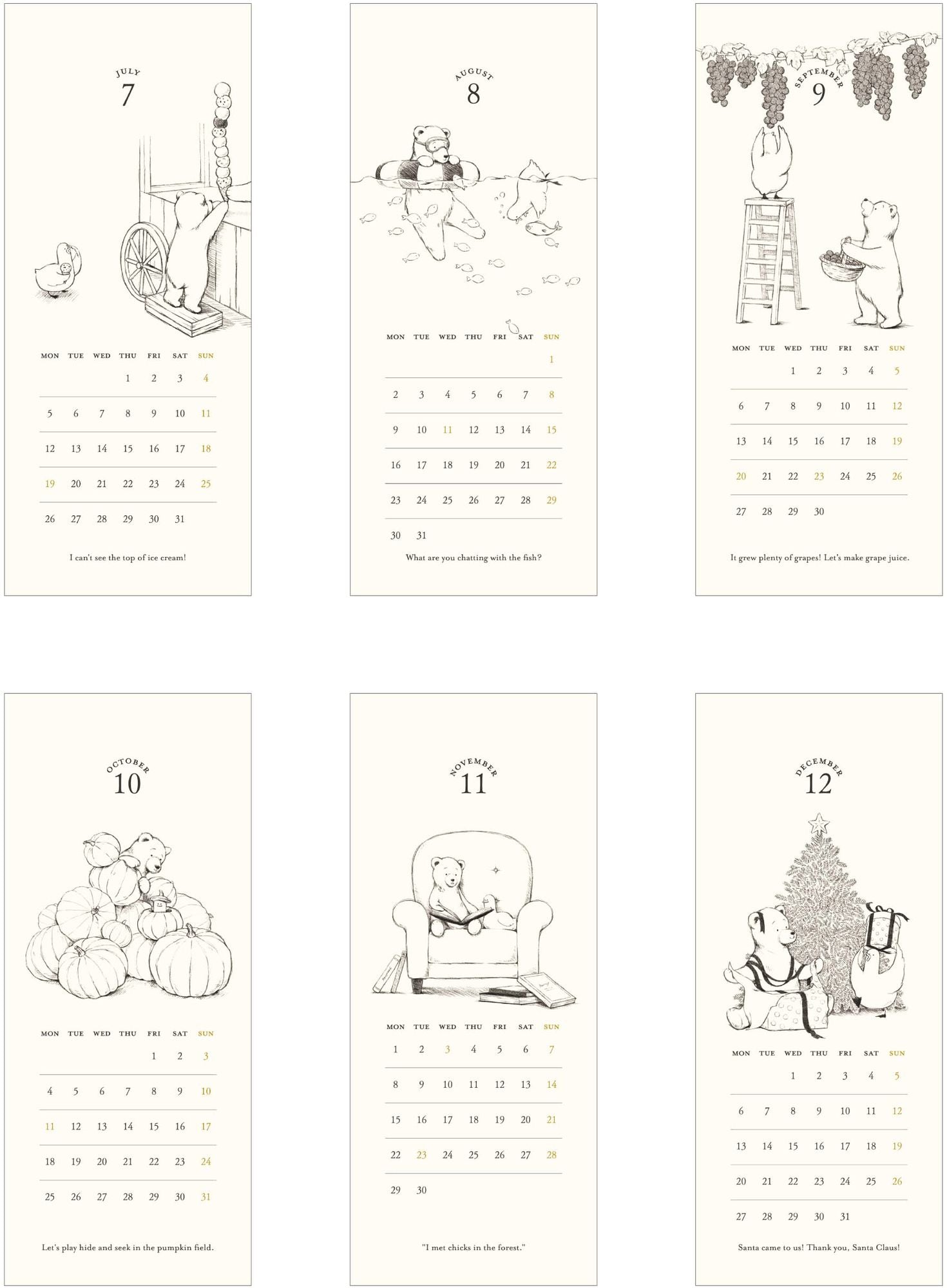 2027 Matoka Stand Ring Calendar Duck and Bear - Image 4