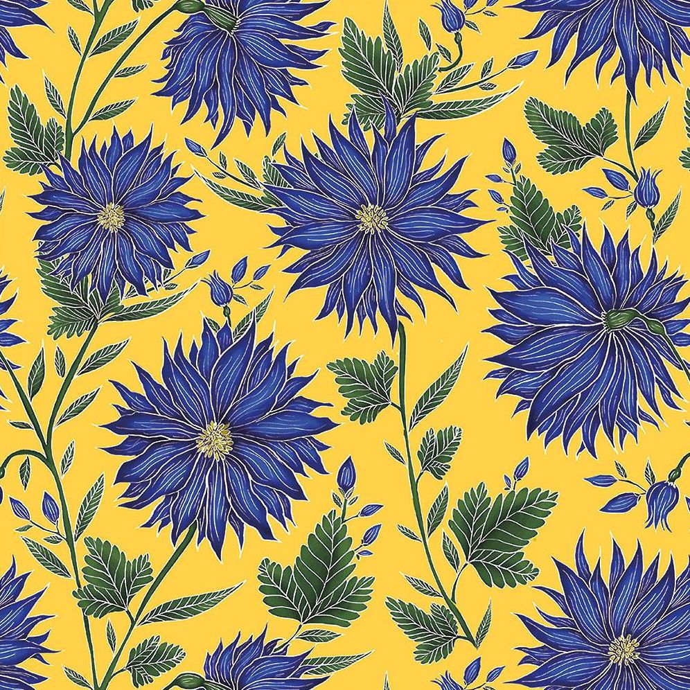 Royal Blue Dahlia Flat Wrap