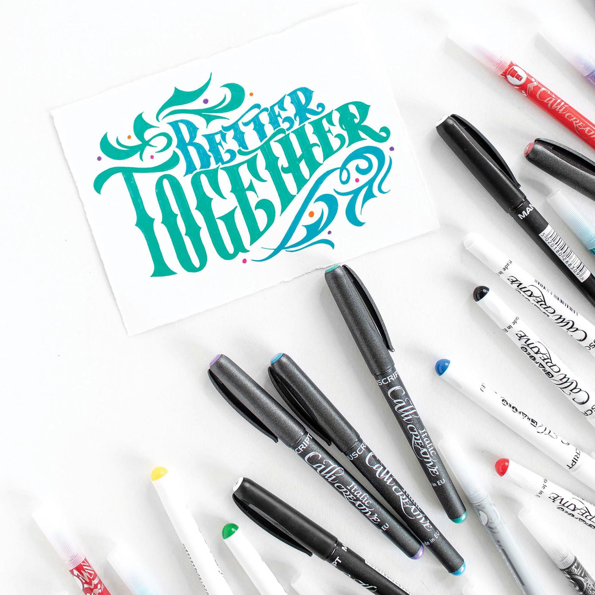 Manuscript Callicreative Italic Markers - pack of 4 - Black - Fine/Medium/Broad/Extra Broad - Image 2