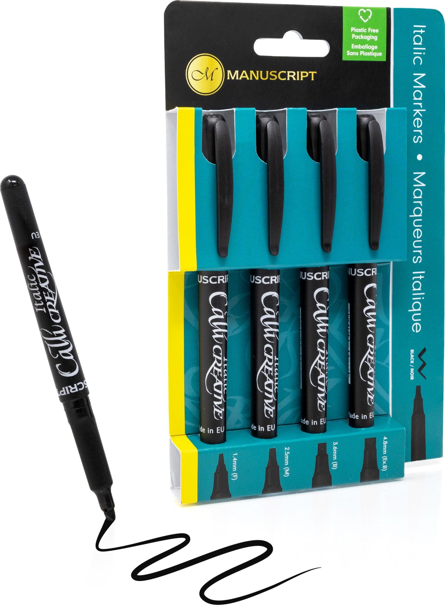 Manuscript Callicreative Italic Markers - pack of 4 - Black - Fine/Medium/Broad/Extra Broad - Image 5