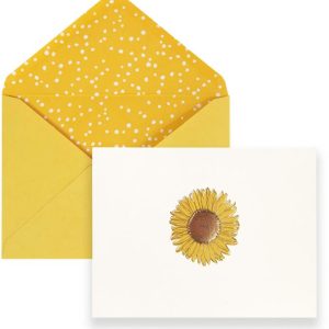 Correspondence Boxed Notecards Gold Sunflower