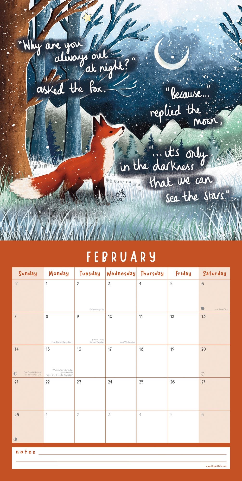 2027 Fox Under The Moon Wall Calendar - Image 2