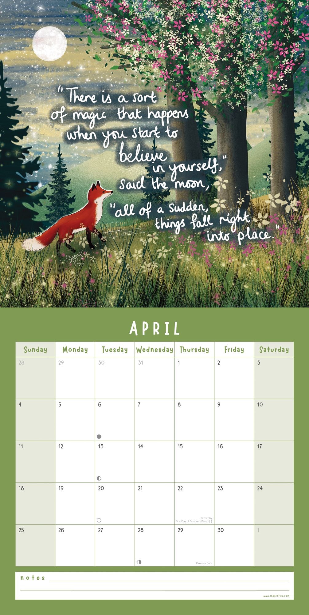 2027 Fox Under The Moon Wall Calendar - Image 4