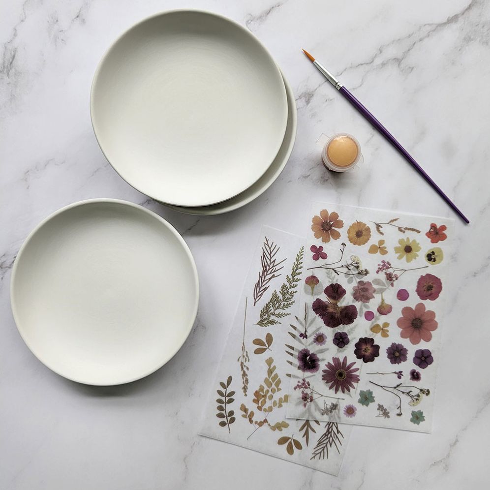 Floral Ceramic Trinket Dish Making Kit - Image 2