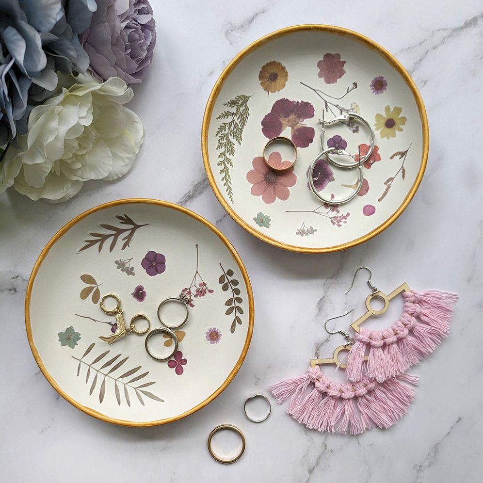 Floral Ceramic Trinket Dish Making Kit - Image 3