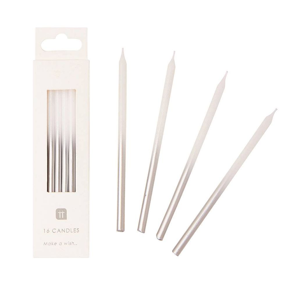Tall Silver Metallic Ombre Candles - Image 2