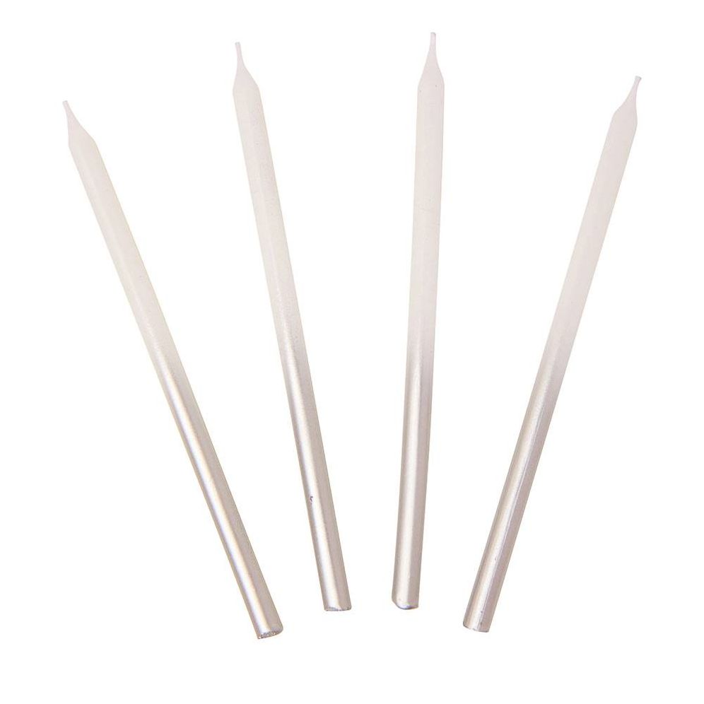 Tall Silver Metallic Ombre Candles - Image 3