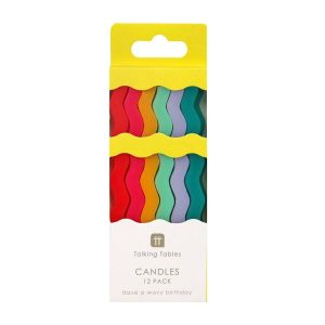 Rainbow Wavy Tall Candles S/12