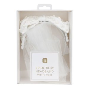 PEARL BOW HEADBAND WITH VEIL