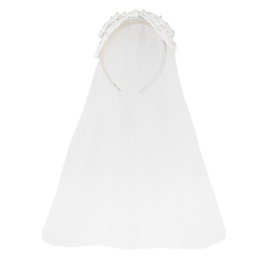 PEARL BOW HEADBAND WITH VEIL - Image 2