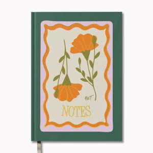 Lined Notebook Hardback - Golden Bloom A5 - by Yop & Tom