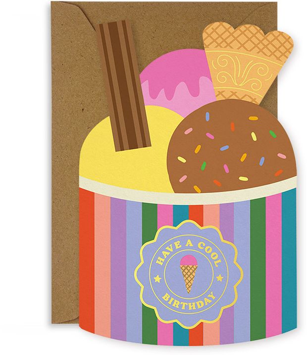 Have a Cool Birthday Ice Cream Sundae Diecut Birthday Card