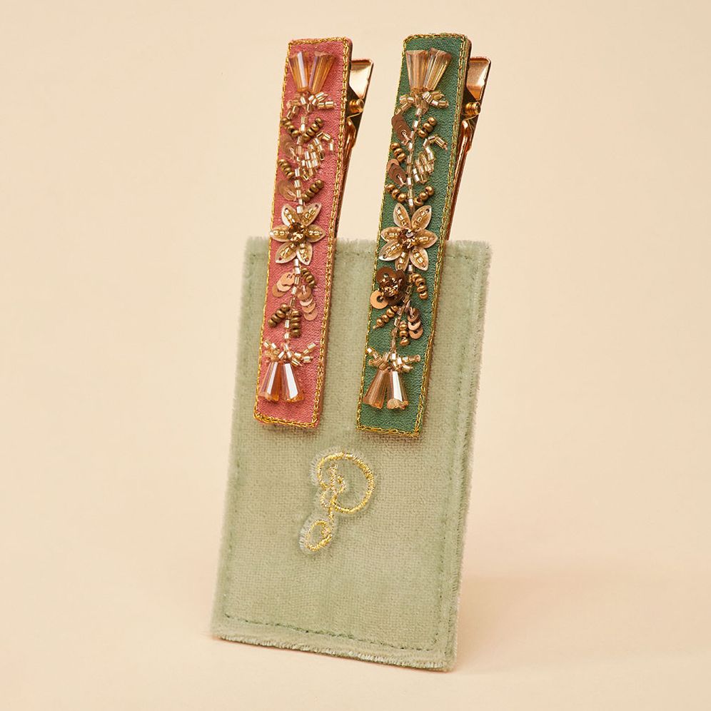 Narrow Jeweled Hair Barrette