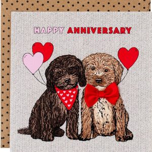 Dogs With Balloons Happy Anniversary Card