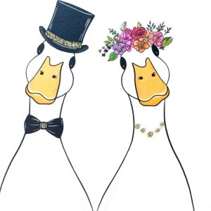 Bride & Groom Duck Wedding Card