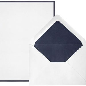Bi-Color Sheet Correspondence box set. 5.75x8.25 25 sheets 25 envelopes navy/white