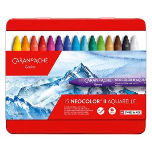 Neocolor II. Metal Box 15 Wax Pastels Assorted Colors