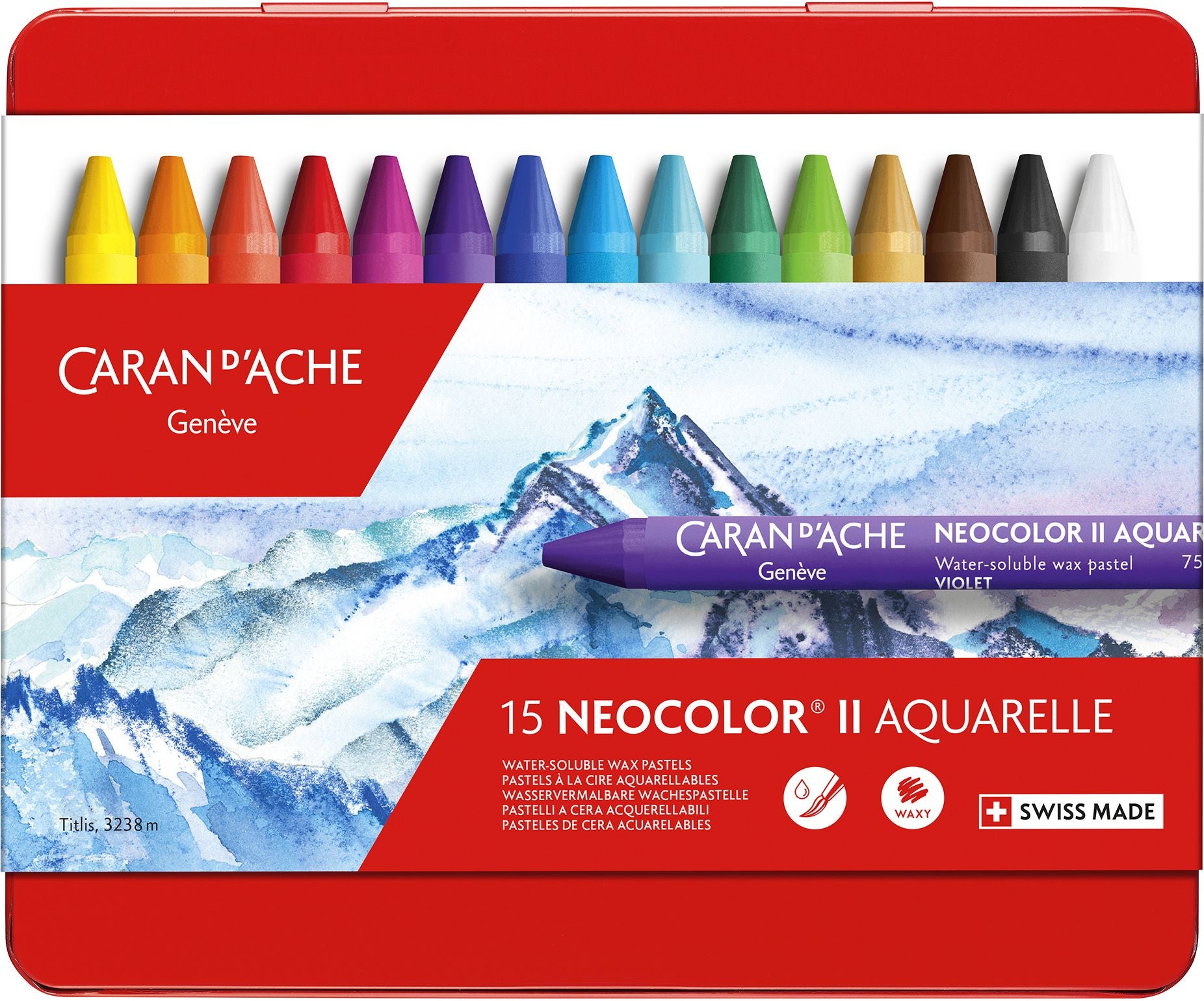 Neocolor II. Metal Box 15 Wax Pastels Assorted Colors - Image 2