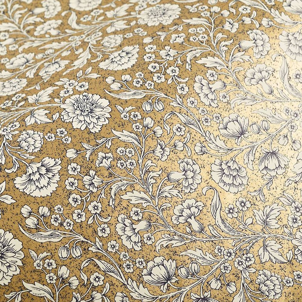White Relief Floral on Gold Fine Paper - Image 2