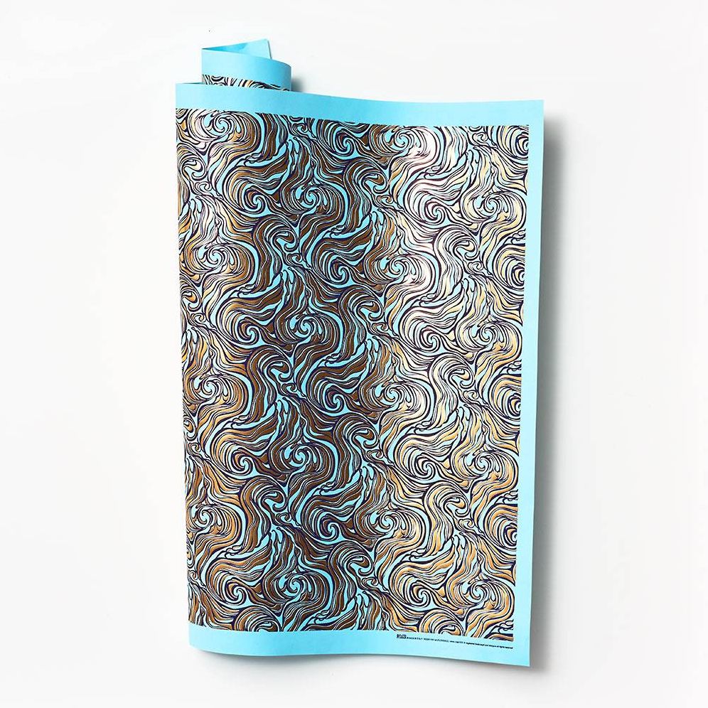 Gold Wavy Marble on Blue Fine Paper - Image 2