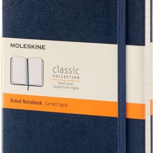 Moleskine Classic Notebook. Large. Ruled. Sapphire Blue. Hard Cover (5 x 8.25)