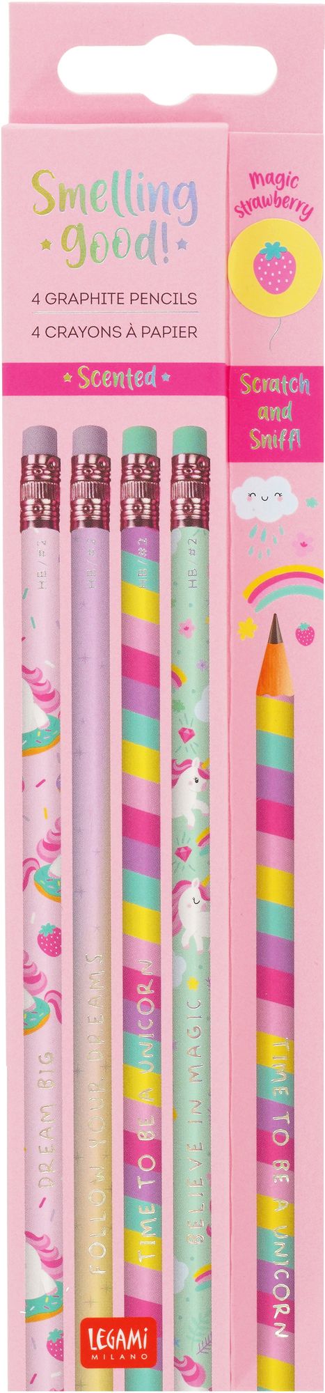 Legami 4 Scented Hb Graphite Pencils - Smelling Good! - Unicorn - Image 2