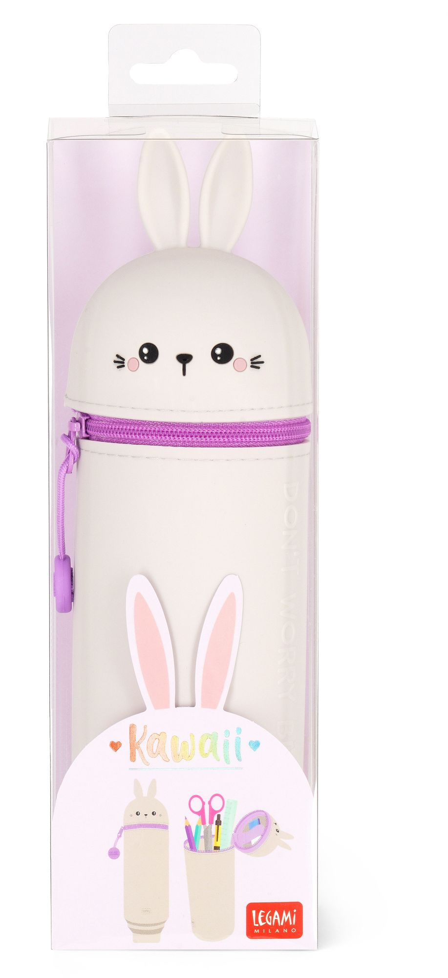 Legami 2-In-1 Silicone Pencil Case - Kawaii - Bunny - Image 2