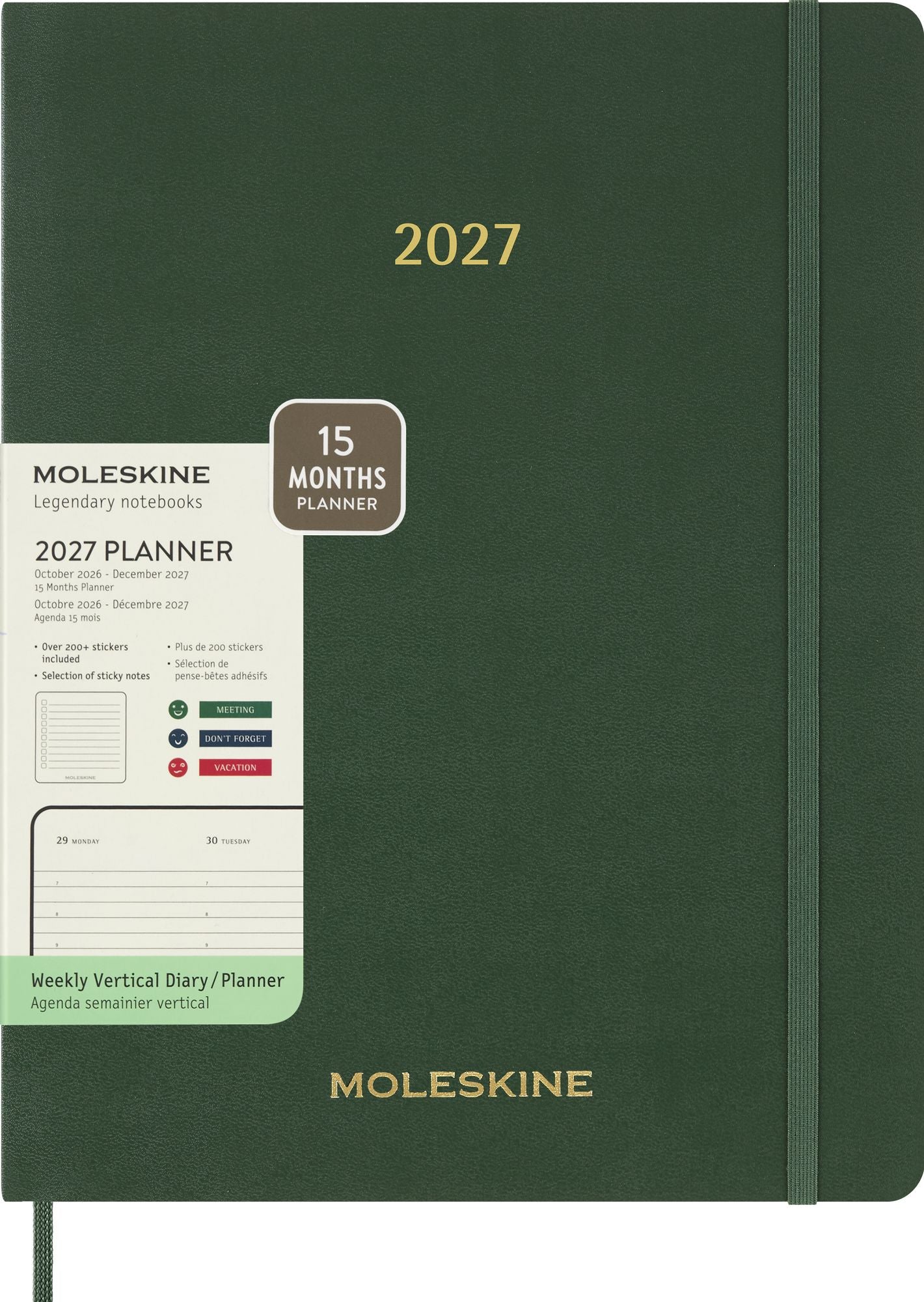 2027 Moleskine 15-Month Essential Planner. Soft Cover. Weekly Vertical. XXL (8.5 x 11). Myrtle Green. 128 pages - Image 12